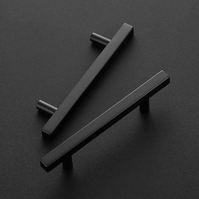 Ravinte Black Cabinet Handles 5 Pack 4-1/2 inch Matte Black Square Cabinet Pulls Kitchen Hardware 7 inch Overall Length Kitchen Drawer Pulls