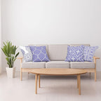 Ambesonne Vintage Throw Pillow Cushion Case Pack of 4, Monochrome Design Grid Trellis Quatrefoil Mesh and Dahlia Flowers Modern Print, Modern Accent Double-Sided Digital Printing, 20", Lavender White