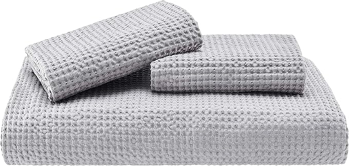 Bedsure Cotton Duvet Cover Queen - 100% Cotton Waffle Weave Grey Duvet Cover Queen Size, GentleSoft™ and Breathable Bedding Set for All Season, 3 Pieces, 90"x90"