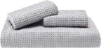 Bedsure Cotton Duvet Cover Set - 100% Cotton Waffle Weave Grey Duvet Cover Oversized King Size, GentleSoft™ and Breathable Bedding Set for All Season, 3 Pieces, 120"x98"