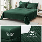 HYMOKEGE Emerald Green California King Comforter Set Seersucker 7 Pieces, All Season Luxury Bed in a Bag for Bedroom, Bedding Set with Comforter, Sheets, Pillowcases & Shams