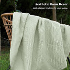 PHF 100% Cotton Waffle Weave Blanket Queen Size for Bed,Snag Proof Lightweight Breathable Moisture-Wicking Throw for Couch,Great for Layering in Cold Weather,Machine Washable, Home Decor-Sage Green