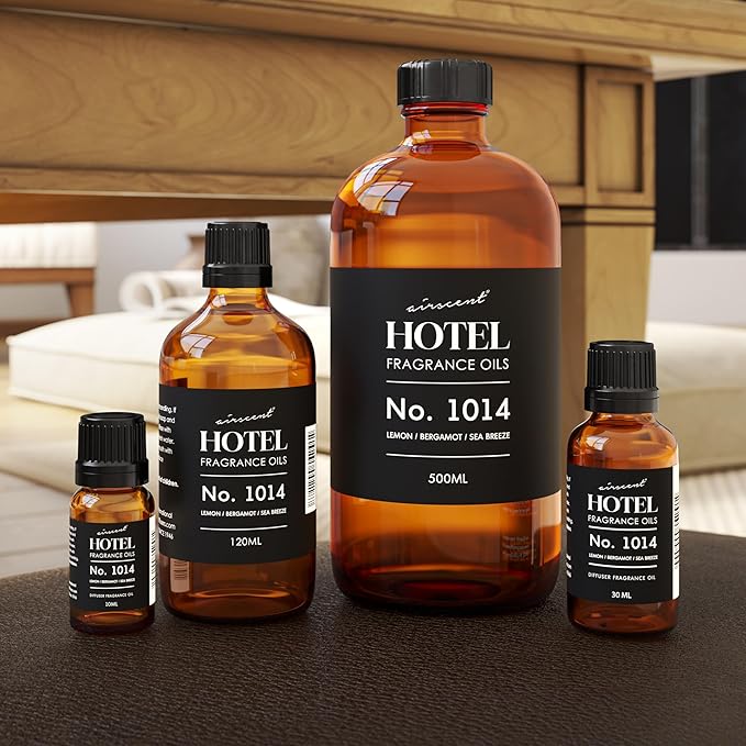 AirScent Hotel Diffuser Oil No. 1014 Inspired by The Iconic 5-Star Hotel Coastal Blend - Lemon Bergamot Sea Breeze - 500 mL Bottle - Fragrance Oil for Ultrasonic and Waterless Diffusers and Crafting