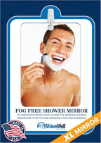 Shave Well XL Anti-Fog Shaving Mirror | X-Large Fogless Hanging Bathroom Shower Mirror with Handheld Option for Men and Women | Includes Long-Lasting Removable Adhesive Hook for Wall