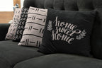 Ambesonne Modern Throw Pillow Cushion Case Pack of 4, Scandinavian Minimal Ornaments Boho Feather Leaves and Home Phrase, Modern Accent Double-Sided Digital Printing, 18", Pale Tan and Charcoal Grey