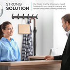 Matte Black Coat Rack Wall Mount – 17 Inch Stainless Steel Hook Rail with 6 Double Coat Hooks – Wall Mounted Entryway Organizer for Coats, Hats, Bags, Towels, Robes, Closet or Bathroom - 2 Pack