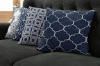 Ambesonne Vintage Throw Pillow Cushion Case Pack of 4, Quatrefoil Mesh Medieval Lattice Ornaments Ethnic Motive and Dahlia Flowers, Modern Accent Double-Sided Digital Printing, 16", Night Blue White