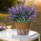 8 Pcs Outdoor Fake Plants UV Resistant Artificial Tall Grass Plants Faux Tropical Flowers Bushes Décor Fall Winter Summer Planters Patio Front Door Porch Plastic Greenery & Shrubs Decoration