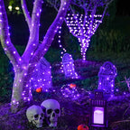JMEXSUSS 2 Pack Christmas Fairy Lights Battery Operated, Total 400 LED 132ft Purple Christmas String Lights Indoor with Remote, 8 Modes Copper Wire Twinkle Lights for Bedroom Wall Tree Decor