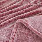 Exclusivo Mezcla Plush Fuzzy Fleece Throw Blanket Extra Large, Super Soft, Fluffy and Warm Blankets for Couch, Bed, Suitable for All Seasons (50x70 Inches, Mixed Deep Red)