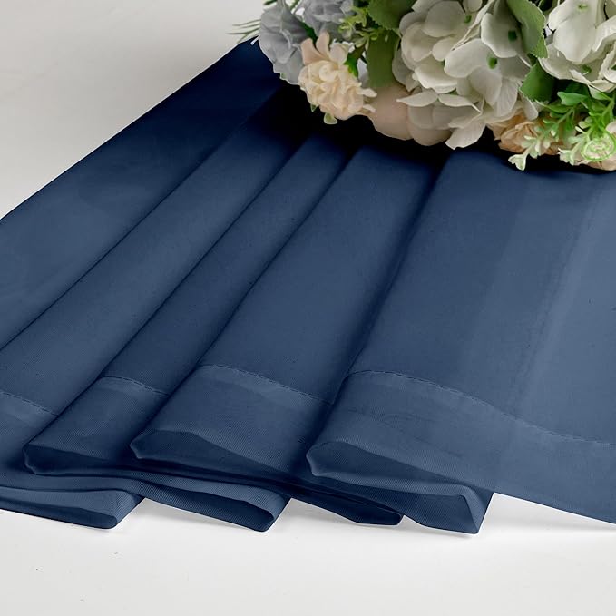 Aiyufeng Navy Blue Sheer Curtains 63 inch Length 2 Panels Set, Sheer Blue Curtains for Bedroom and Living Room, Light Filtering Dual Rod Pocket Voile, Each 40 Width by 63 Length