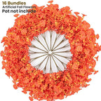 Artificial Faux Flowers for Outdoor 16 Bundles Boxwood Fake Morning Glory for Planter,UV Resistant Fake Flowers for Home Porch Patio Outside (Fall Red)