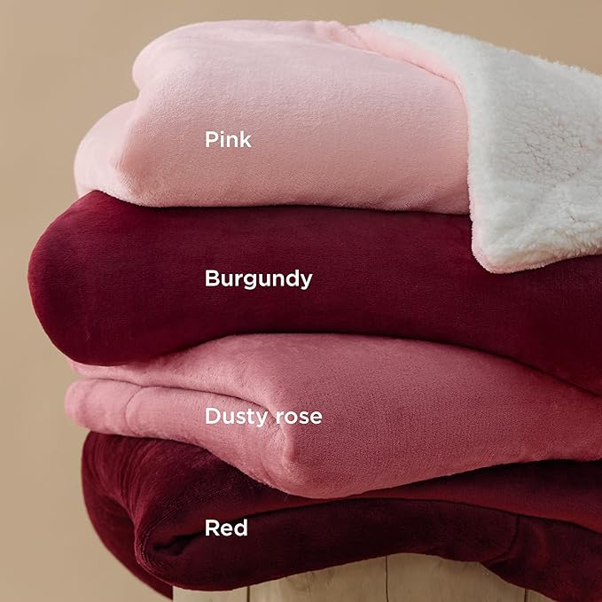 Bedsure GentleSoft Sherpa Fleece Throw Blanket Twin Size for Couch - Thick and Warm Throw for Girls and Women, Soft Fuzzy Plush Twin Blanket for Winter, Pink, 60x80 Inches