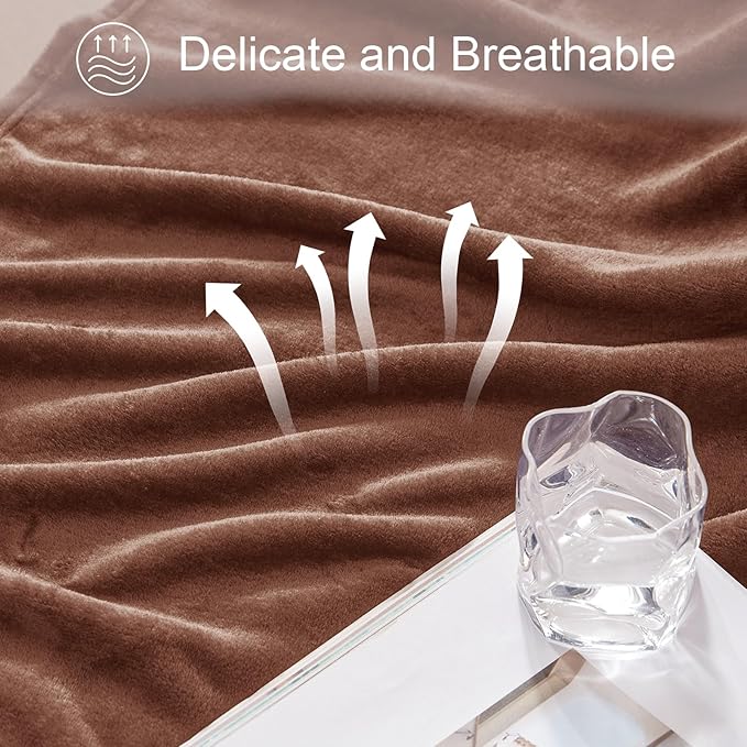 Exclusivo Mezcla Fleece Blanket King Size for Bed, Super Soft and Warm, All Season Use, Cozy, Plush, Lightweight, 90x104 Inches, Brown