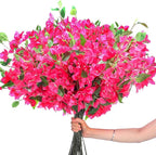 30 Pcs Artificial Faux Bougainvillea Fake Flower Silk Bougainvillea Branches UV Resistant Outdoor Indoor Decoration for Wedding Home Centerpieces Outside Decor (Rose Red)