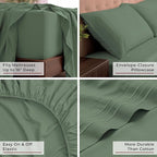 Mellanni King Sheets Set - 4 PC Iconic Collection Bedding - Hotel Luxury, Extra Soft, Cooling Bed Sheets - Wrinkle, Fade, Stain Resistant (King, Sage)