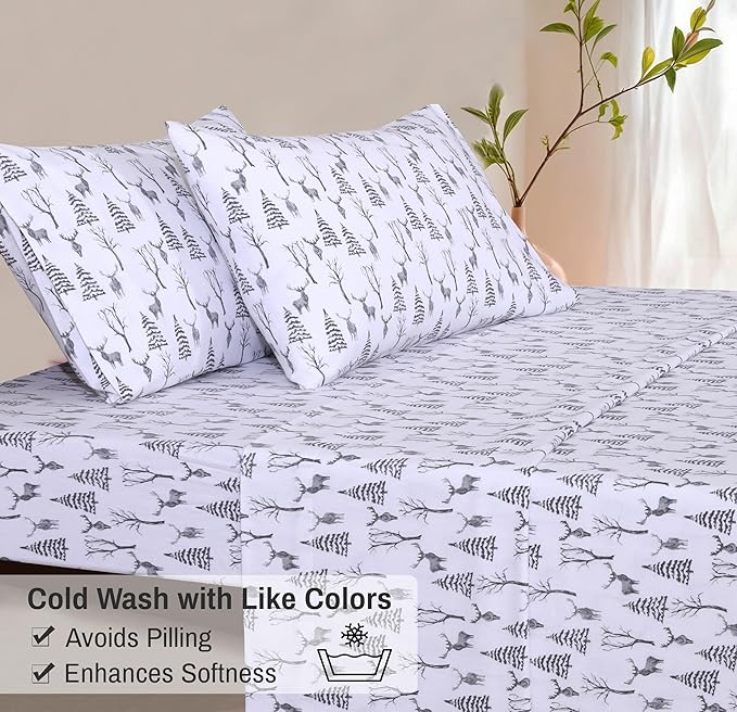 RUVANTI Flannel Sheets Twin Size - 100% Cotton Double Brushed Twin Sheets Set, Deep Pockets 16 Inches, All Seasons Breathable & Extra Soft Bed Sheets, Warm & Cozy, 3 Piece, Dry Winter