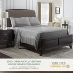 Queen Sheets by Pure Bamboo, Genuine 100% Organic Viscose Derived from Bamboo Bed Sheet Set, Luxuriously Soft & Cooling, Double Stitching, Lifetime Quality Promise (Queen, Jacquard Stone)
