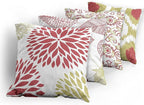 Ambesonne Vintage Throw Pillow Cushion Case Pack of 4, Bohemian Ornamental Leaves Dahlia Pattern Geometric Art Curlicue Motif, Modern Accent Double-Sided Digital Printing, 20", Dark Pink and Khaki
