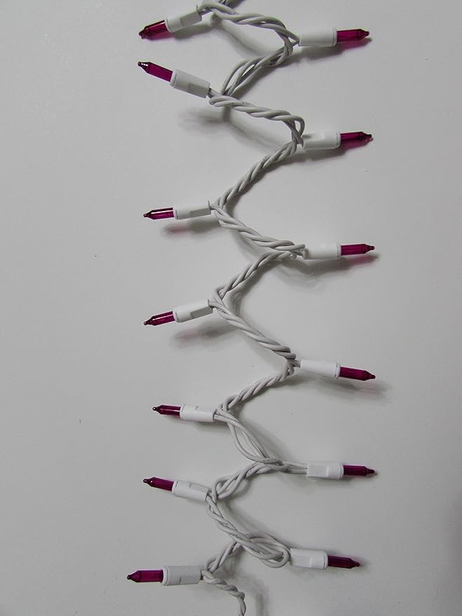 Holiday Pride Pink Christmas Lights White Wire - 100 Count Pink Christmas Lights Indoor (24 Ft) - Indoor/Outdoor Use - UL Certified - Static & Blinking Modes - Connectable