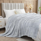 NEWCOSPLAY Super Soft Throw Blanket Frosty Dark Grey Premium Silky Flannel Fleece Leaves Pattern Lightweight Bed Blanket All Season Use (Frosty Dark Grey, Throw(50"x60"))