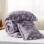Bedsure King Comforter Set - Grayish Purple Bed Set, 3 Pieces Cute Floral Bedding, 1 Soft Reversible Botanical Flowers Comforter and 2 Pillow Shams