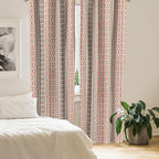 Ambesonne Southwestern Window Curtains Pack of 2, Traditional Vertical Borders Inspired by Prehistoric Art Ikat Style, Lightweight Set with Rod Pocket, 4 Panels of - 28" x 95", Brown Coral
