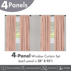 Ambesonne Scandinavian Window Curtains Pack of 2, Flower Like Motifs Folk Art in Tangerine Tones, Lightweight Set with Rod Pocket, 4 Panels of - 28" x 95", Sienna Sky