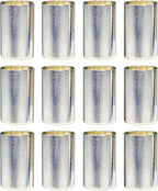 Silver Cylinder Vases for Centerpieces, Modern Glass Vase Set of 12 Decorative Hurricane Candle Holder for Pillar Candle Holders Flowers for Table Centerpiece, Sliver