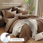 Monbix Full Size Comforter Set, Brown Bedding Comforter for Full Size Bed Set Reversible, Bedding Sets Full 7 Pieces, Cationic Dyeing Bed in a Bag with Comforter, Sheets, Pillowcases & Shams