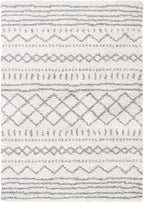SAFAVIEH Arizona Shag Collection Area Rug - 6'7" x 9'2", Ivory & Grey, Moroccan Design, Non-Shedding & Easy Care, 1.6-inch Thick Ideal for High Traffic Areas in Living Room, Bedroom (ASG741F)