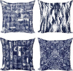Ambesonne Vintage Throw Pillow Cushion Case Pack of 4, Abstract Grunge Effect Brushstrokes and Waving Striping Stains Paisley Drops, Modern Accent Double-Sided Digital Printing, 16", Violet Blue White