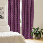 Ambesonne Lattice Window Curtains, Abstract Symmetric Pattern with Geometric Elements in Pink Color Shade, Lightweight Decor 2-Panel Set with Rod Pocket, Pair of - 28" x 63", Brown Magenta