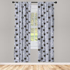 Ambesonne Outer Space Window Curtains, Astronaut Cats Exploring The Universe on Dotted Background, Lightweight Decor 2-Panel Set with Rod Pocket, Pair of - 28" x 84", Purple Grey