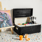 Large Black Wooden Box Storage with Hinged Lid | 11.8 x 7.87 x 5.51 inches (+-0.5) | with Handles | Gift Box for Tool Dog Shoes Clothes Kitchen Storage | Wood Keepsake Chest