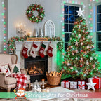 JMEXSUSS 2 Pack Red White and Green Christmas Lights Battery Operated, Each 33ft 100 LED Battery String Lights with Remote, Christmas String Lights for Tree Bedroom Porch Garland Yard Xms Decor
