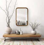 Kate and Laurel Hutton Modern Rounded Rectangle Wall Mirror, 20 x 30, Rustic Brown, Transitional Geometric Mirror for Wall