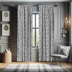 Ambesonne Black and White Window Curtains, Modern Grunge Botany Motif Monochrome Brush Paint Style Strokes, Lightweight Decor 2-Panel Set with Rod Pocket, Pair of - 28" x 63", White and Black