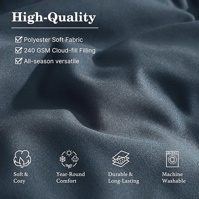 Monbix Oversized Queen Comforter Set - 7 Pieces Blue Grey Bed in a Bag Queen Bedding Sets with Comforters, All Seasons Down Alternative Comforter Bed Set with Sheets,Pillowcases & Shams