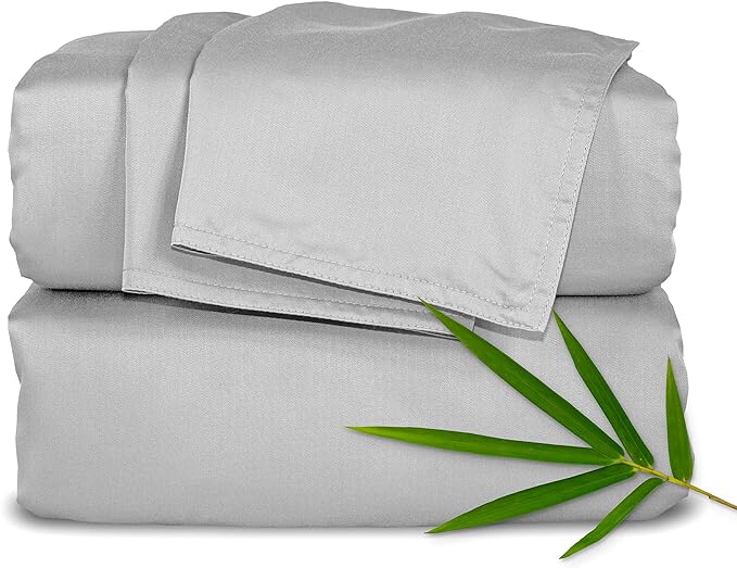 Twin XL Sheets by Pure Bamboo, Genuine 100% Organic Viscose Derived from Bamboo Bed Sheet Set, Luxuriously Soft & Cooling, Double Stitching, Lifetime Quality Promise (Twin XL, Silver Pearl)