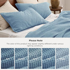 Bedsure Cotton Duvet Cover Queen - 100% Cotton Waffle Weave Grey Blue Duvet Cover Queen Size, GentleSoft™ and Breathable Bedding Set for All Season, 3 Pieces, 90"x90"