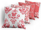 Ambesonne Retro Throw Pillow Cushion Case Pack of 4, Trellis Grid Medieval Floral Damask Mandala Flower Ornament in Modern Monochrome, Modern Accent Double-Sided Digital Printing, 16", Dark Coral