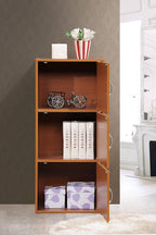 Hodedah 3 Door Bookcase Cabinet, CHERRY
