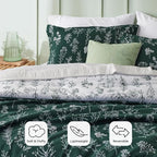 Bedsure King Comforter Set - Emerald Bed Set, 3 Pieces Cute Floral Bedding, 1 Soft Reversible Botanical Flowers Comforter and 2 Pillow Shams