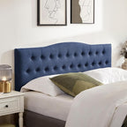 Tufted Upholstered Headboard Queen Size, Sturdy & Durable Solid Wood Bed headboard, Fabric Headboard Adjustable Height from 37” to 51”, Modern Button Diamond Design Head Board, Blue