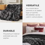 Bedsure GentleSoft Fluffy Tie Dye Black Blankets Queen Size for Bed, Thick Sherpa Faux Fur Fleece Fuzzy Plush Winter Warm Soft Queen Blankets, Black Bedroom Decor Cozy Gifts for Women Men, 90x90