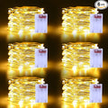 6 Pack Fairy Lights Battery Operated16.4Ft 50 LEDs Silver Copper Wire Twinkle Lights with 2 Lighting Modes for Christmas Bedroom Indoor Outdoor Wedding Decorations (Warm White)