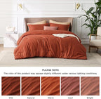 Bedsure Queen Comforter Set - Burnt Orange Soft Bedding for All Seasons, Cationic Dyed Bed Set, 3 Pieces, 1 Queen Size Comforter (90"x90") and 2 Pillow Shams (20"x26"+2")