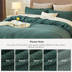 Bedsure Cotton Duvet Cover King - 100% Cotton Waffle Weave Forest Green Duvet Cover King Size, GentleSoft™ and Breathable Bedding Set for All Season, 3 Pieces, 104"x90"