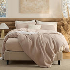 Bedsure 100% Cotton Duvet Cover Queen Size with Fitted Sheet - 4 Pieces Khaki Waffle Weave Bedding Set, GentleSoft™ and Breathable, Includes 1 Duvet Cover 90x90, 1 Fitted Sheet, 2 Pillow Shams